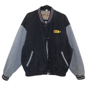 Vintage Denim Varsity Baseball Bomber Jacket